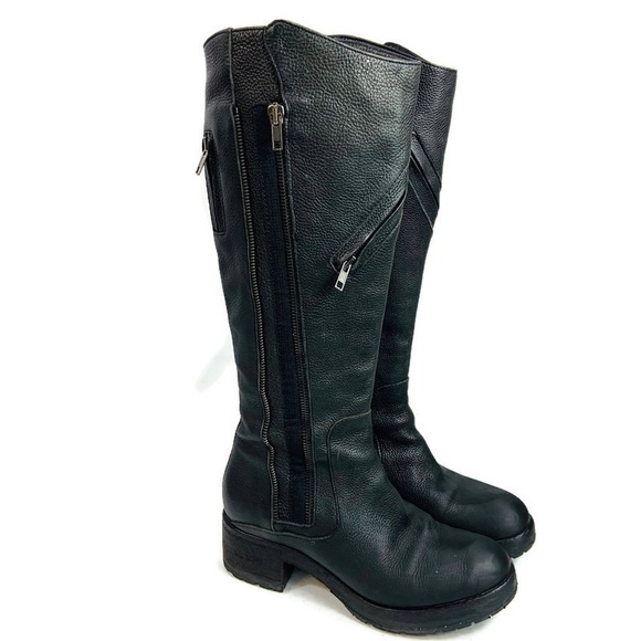 Vera Wang Shoes - Vera Wang Evan Leather Black Biker Boots Size 6.5